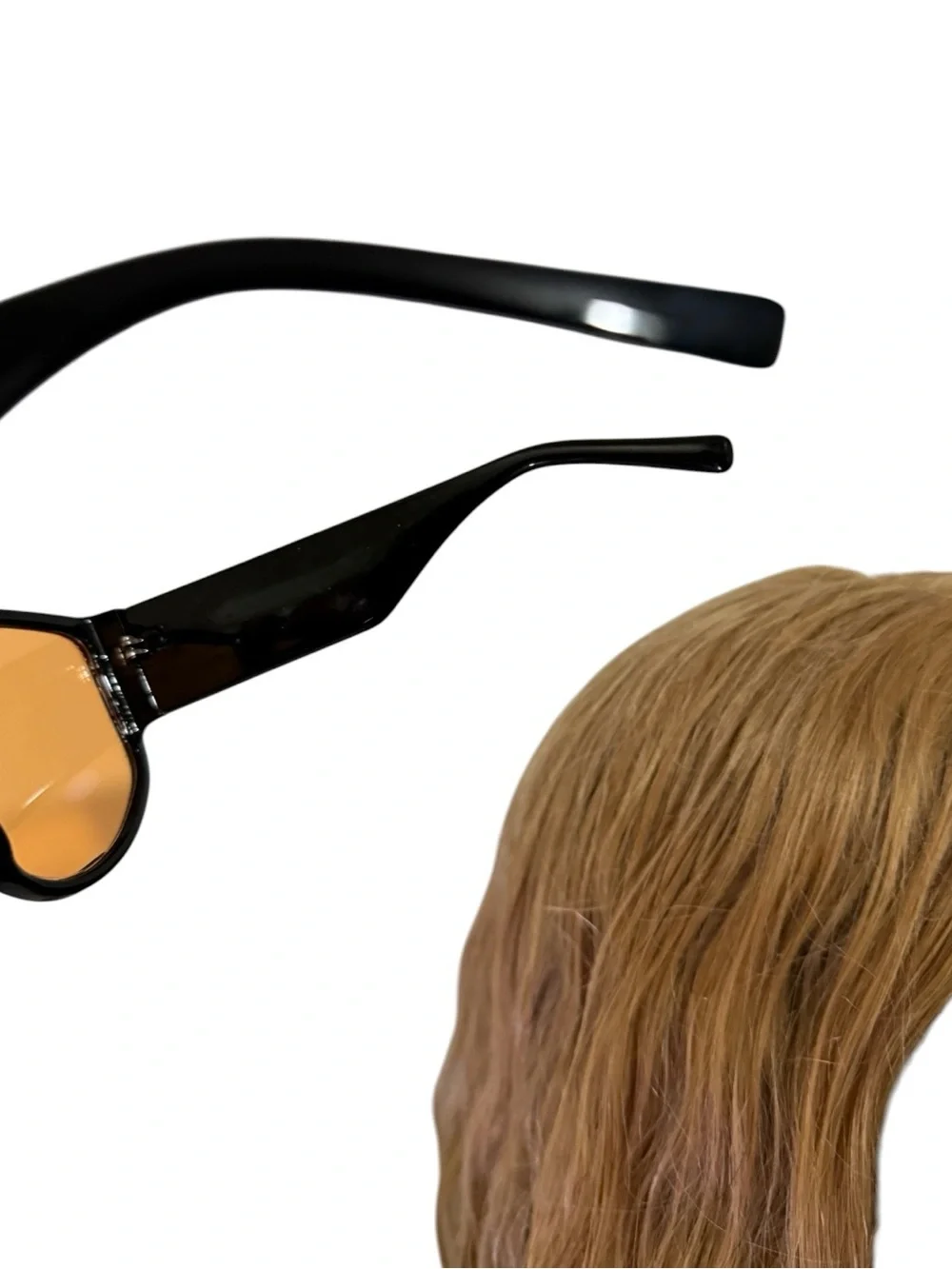 Oversized Black Frame Sunglasses with Amber Lenses - Women's Fashion